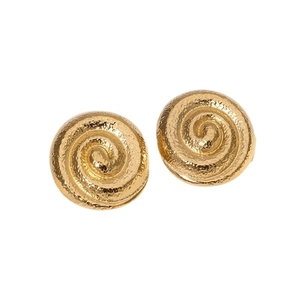 Boucles d'oreilles spirale vintage à la française en acier inoxydable doré martelé