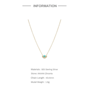 S925 sterling silver turquoise and zircon fan pendant necklace on white background