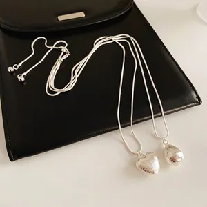 Collier Pendentif Cœur Goutte Eau Brossé Longue Chaîne En Alliage Cuivre Style Minimaliste Bijoux Pour Femmes