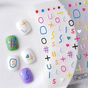 Adesivi per unghie 5D con linee geometriche colorate e motivi grafici in rilievo