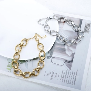 Hip hop style gold and silver stainless steel chain jewelry set with Love pendant