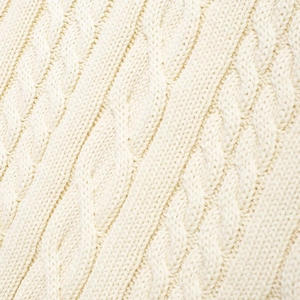 Women's V-neck knit vest with cable and diamond pattern in soft white textured fabric