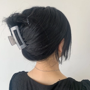 Pince à cheveux rectangulaire gris transparent pour coiffures chignons élégantes