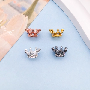 Colorful rhinestone crown jewelry charms in rose gold, gold, silver, and black metal