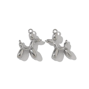 Pair of silver stainless steel balloon dog pendants for DIY jewelry making and crafts