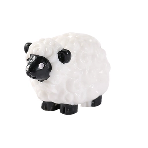 Miniature black and white sheep resin figurine for moss landscape garden decoration