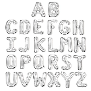 Complete set of silver foil alphabet balloons A-Z for birthday party decorations
