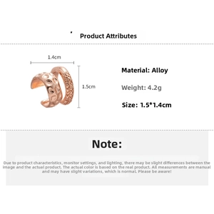 Detail showing dimensions of the double-layered rose gold ear cuff with hammered texture