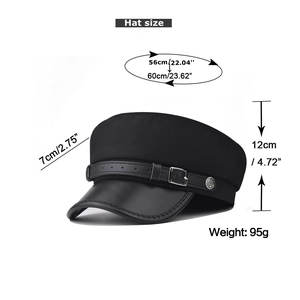 Guida dettagliata alle taglie per cappello militare nero con misure di tesa e altezza