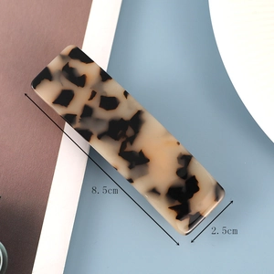 8.5cm Tortoiseshell rectangle hair clip with acetic acid texture for women hair styling