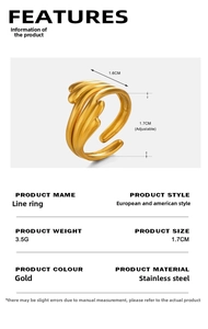Detail specifications of golden adjustable stainless steel ring with 1.7cm diameter