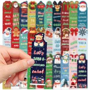 30 pack of assorted Christmas bookmarks featuring cute reindeer and polar bear designs