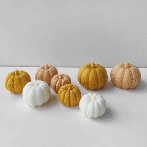 Set of eight 3D silicone pumpkin molds in white, yellow and orange for Halloween decor