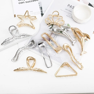 Metal Hair Claw Clips Zinc Alloy Hollow Geometric Dolphin Star Crown For Women Elegant Hairstyling Modern Accessory