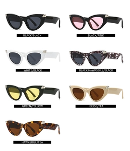 Detailed catalog of trendy zebra-pattern cat eye sunglasses in various frame color options
