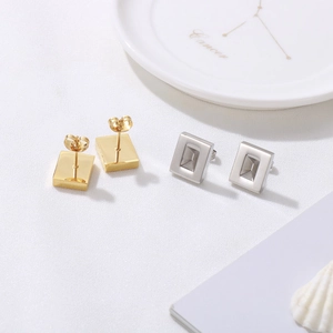 Orecchini geometrici rettangolari minimalisti in acciaio inossidabile oro e argento