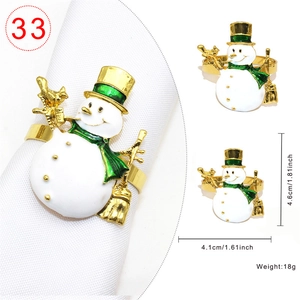 Detailed view of snowman napkin ring with dimensions 4.6cm height and 4.1cm width