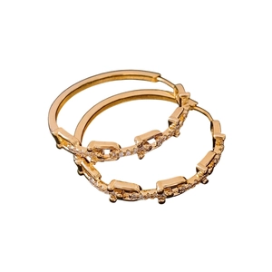 Chic 18K gold plated chain link hoop earrings with sparkling zircon stones in a pair