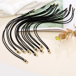 Adjustable Black Woven Cord Necklace Gold Plated Copper Micro Pave Zircon Charm Pendant Elegant Fashion Jewelry For Unisex