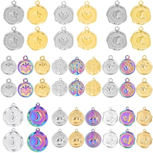 Stainless Steel Charms Round Coin Star Moon Heart Tree Of Life Fox DIY Jewelry Making For Necklaces Bracelets Earring