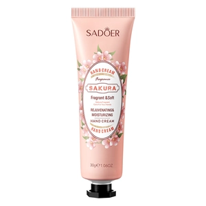 Hydraterende 30g SADOER Sakura handcrème in roze tube met kersenbloesem bloemmotieven