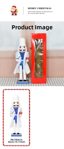 36cm dentist nutcracker figurine in white coat and red gift box with size specs