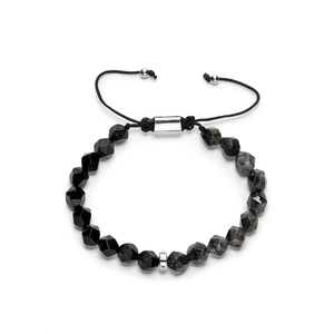 Bracelet tressé ajustable avec pierres taillées en diamant et perles de turquoise blanche