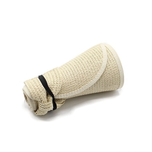 Foldable beige straw sun hat with black elastic cord for portable outdoor travel and beach use