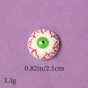 Detail view of a 2.1cm resin eyeball bead with red veins for Halloween DIY accessories
