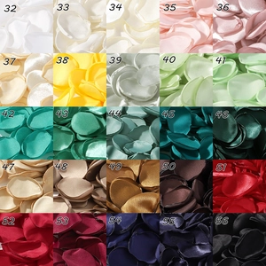 Detailed grid showing numbered silk rose petals in various vibrant colors for wedding decor