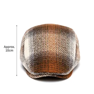 Casquette gavroche classique en tweed à chevrons pour adultes avec coupe de 10 cm