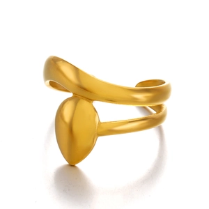 Minimalist 18K gold plated stainless steel teardrop ring with a smooth geometric design