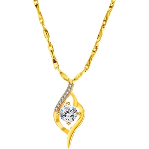 Elegant gold heart pendant necklace featuring a central brilliant cut white diamond
