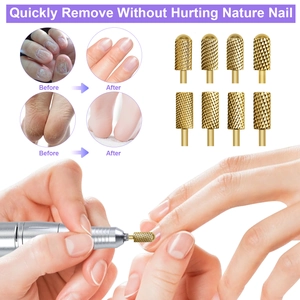 Golden alloy nail drill bits set with 8 heads for manicure and pedicure polishing