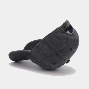 Casquette de baseball en coton gris foncé délavé vintage avec boucle métallique réglable au dos