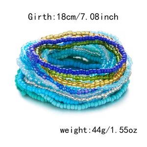 Detailoverzicht van kleurrijke kralenarmbanden met 18 cm lengte en 44 g gewicht specificaties