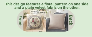 Detailed view of jacquard floral embroidery and soft plush fabric on the back of the pillow