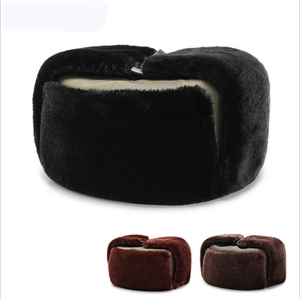 Winter faux fur trapper hat with ear flaps for men in black brown and mahogany colors