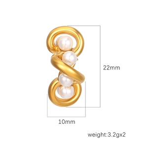 Boucles d'oreilles vintage plaquées or 18 carats avec perles torsadées irrégulières