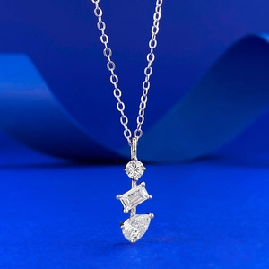 925 Sterling Silver Irregular Pendant Necklace For Women Geometric Rhinestone Inlaid Clavicle Chain Minimalist Jewelry Gift