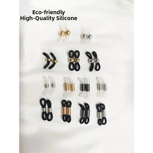 Detail of DIY eyeglass chain silicone anti-slip loops with adjustable metal beads