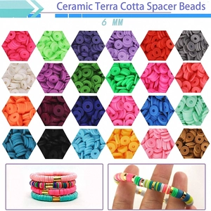 24 colors of 6mm ceramic clay spacer beads for DIY jewelry making and bracelets
