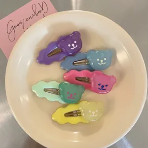 Cute Cartoon Bear Hair Clip Resin Wavy Barrette Sweet Cream Color Hairpin Accessories For Women Girls