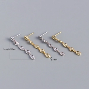 S925 sterling silver tassel drop earrings in gold and silver finish 30mm length