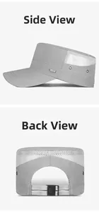 Detail view showing gray mesh paneling and adjustable plastic buckle of the sun hat