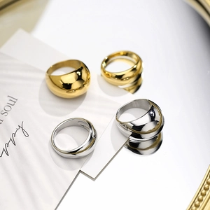 Anelli a cupola in oro 18k e argento stile francese con finitura lucida
