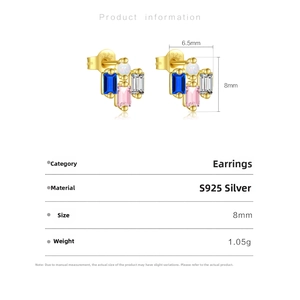 Detaillierte technische Skizze der S925 Sterling Silber Ohrstecker Größe 6,5mm x 8mm