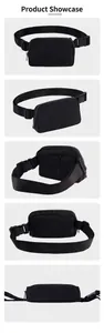 Detailed views of waterproof nylon running waist bag with adjustable strap and buckles