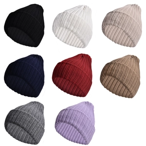 8-pack solid color ribbed knit beanies for men and women in various fall winter shades