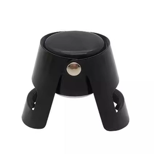 Polished stainless steel champagne stopper for vacuum sealing wine bottles
